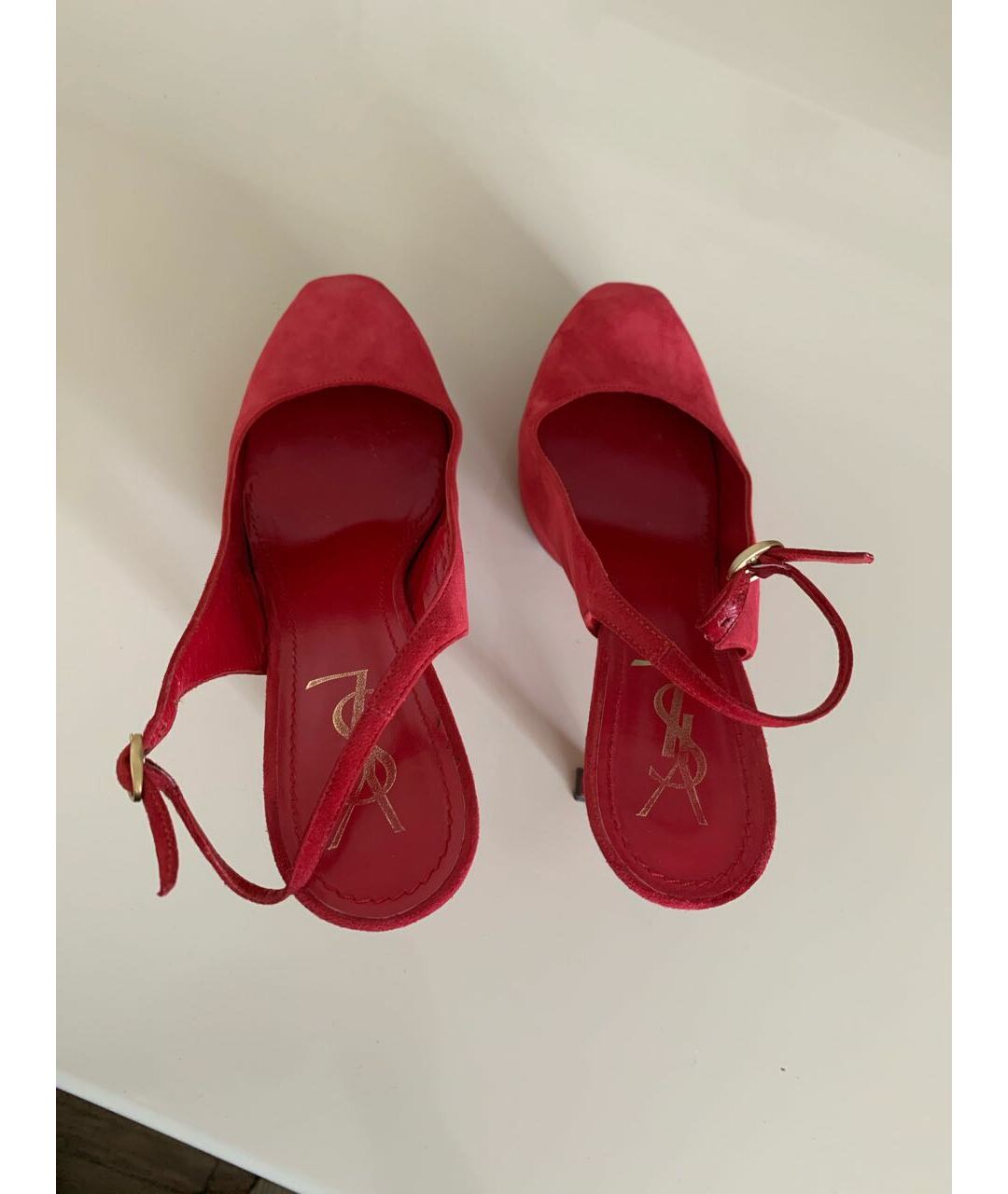 SAINT LAURENT Красные замшевые туфли, фото 3