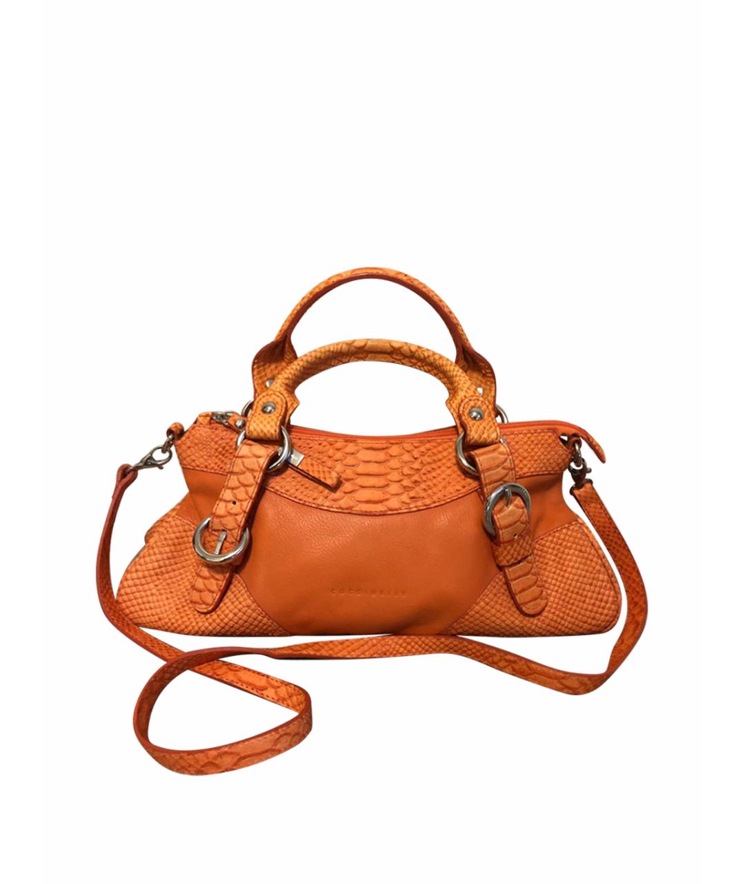 COCCINELLE Оранжевая кожаная сумка с короткими ручками, фото 1