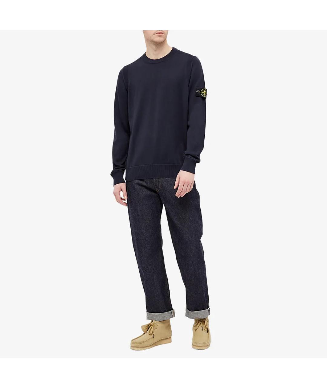 STONE ISLAND Темно-синий хлопковый джемпер / свитер, фото 3