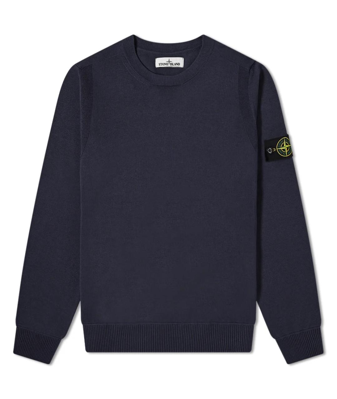 STONE ISLAND Темно-синий хлопковый джемпер / свитер, фото 1