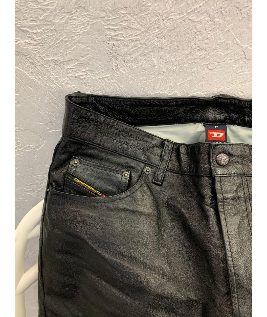 DIESEL Черные кожаные повседневные брюки, фото 3