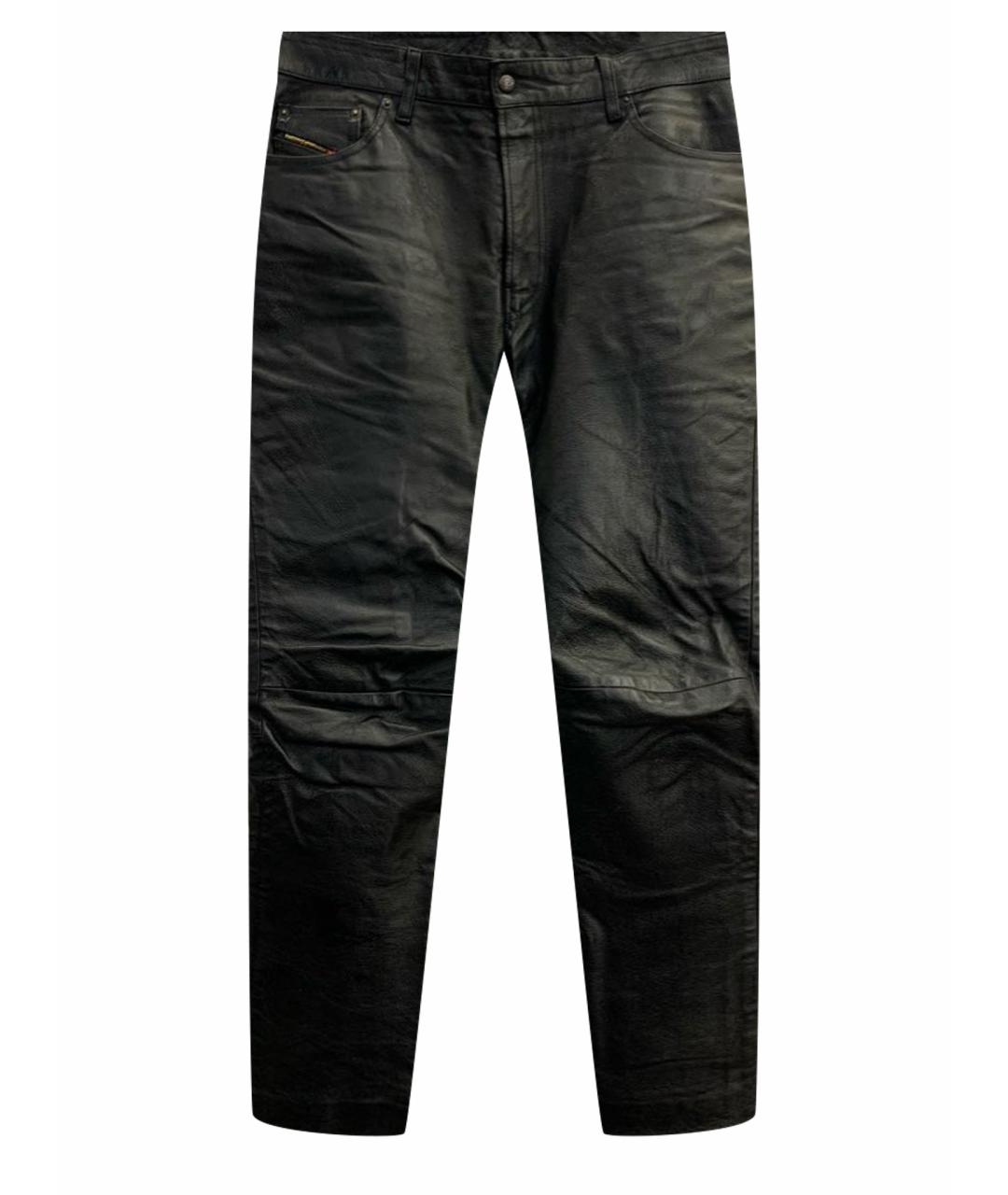 DIESEL Черные кожаные повседневные брюки, фото 1
