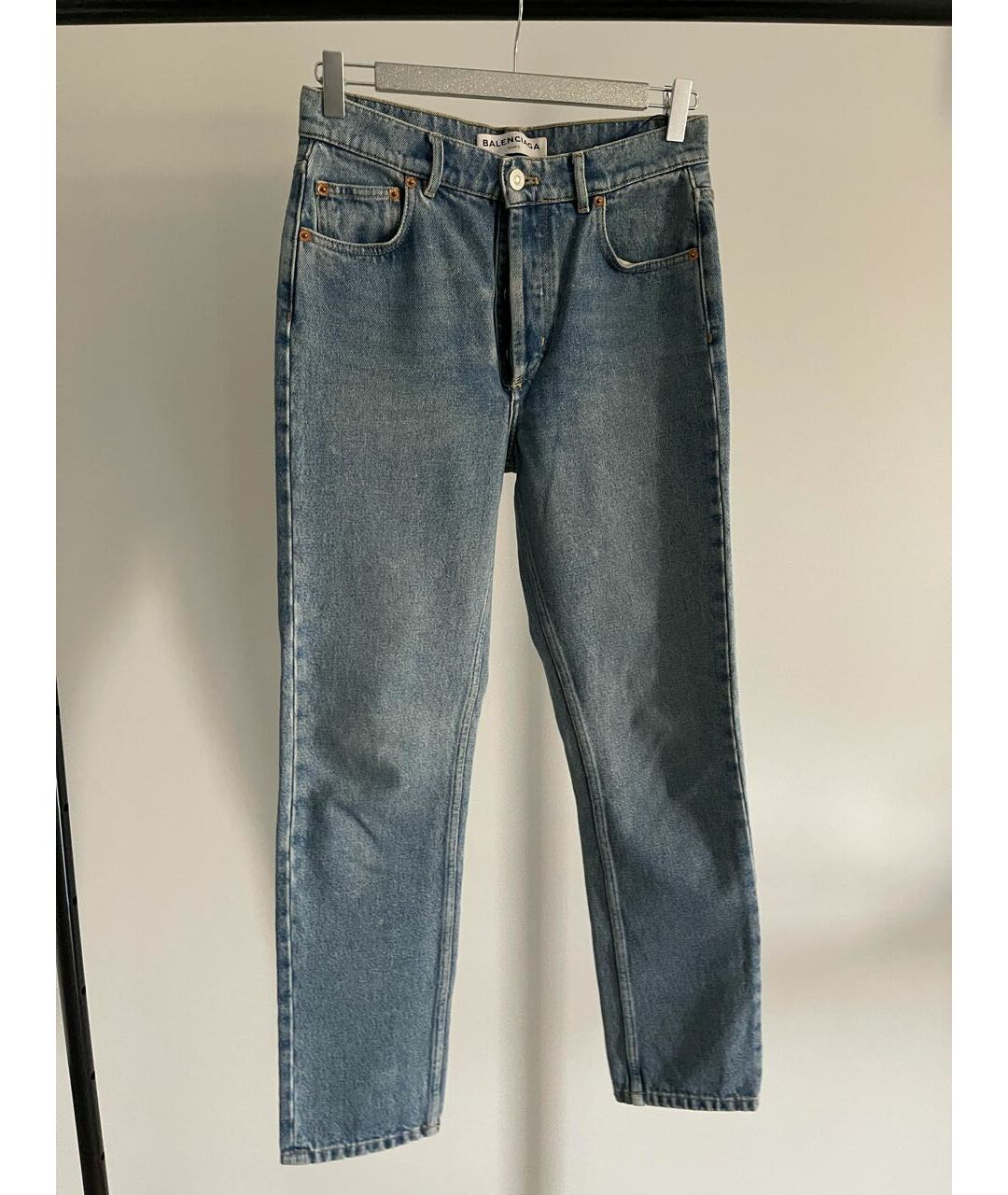 BALENCIAGA Синие хлопковые прямые джинсы, фото 2