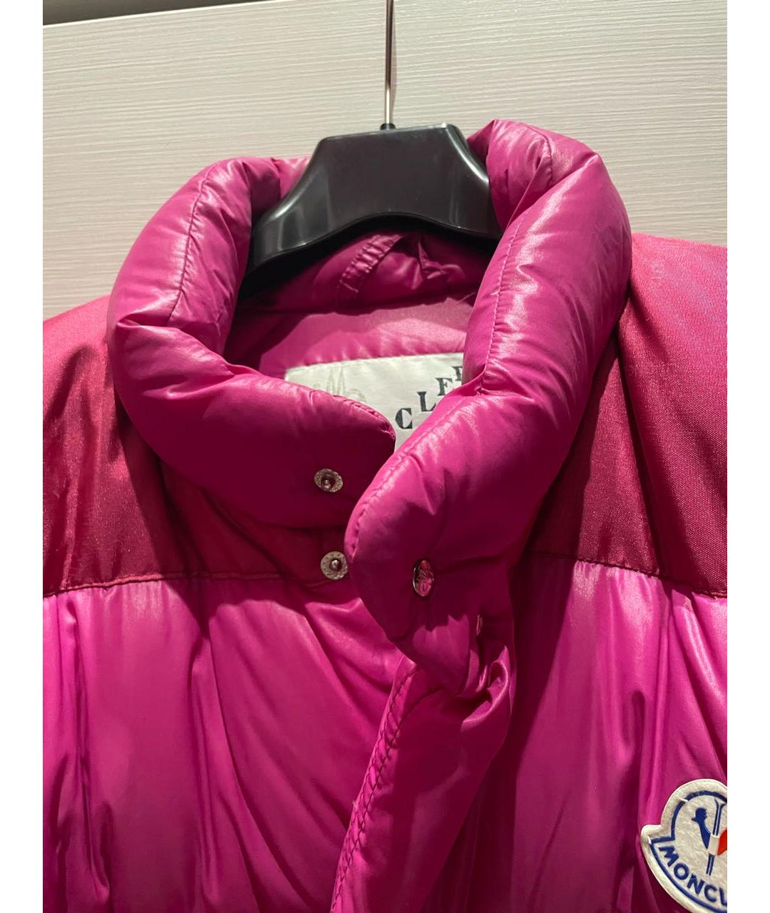 MONCLER Фуксия полиэстеровый пуховик, фото 4