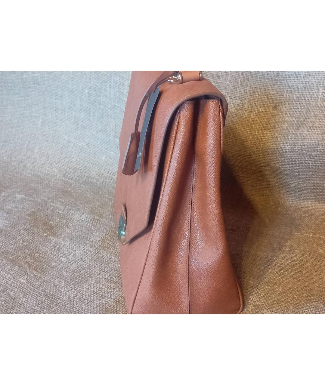 TRUSSARDI Коричневый кожаный портфель, фото 2