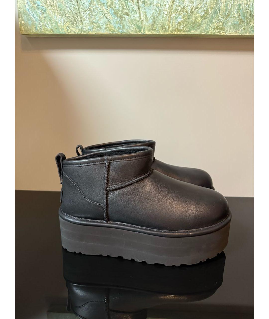 UGG AUSTRALIA Черные кожаные ботинки, фото 3