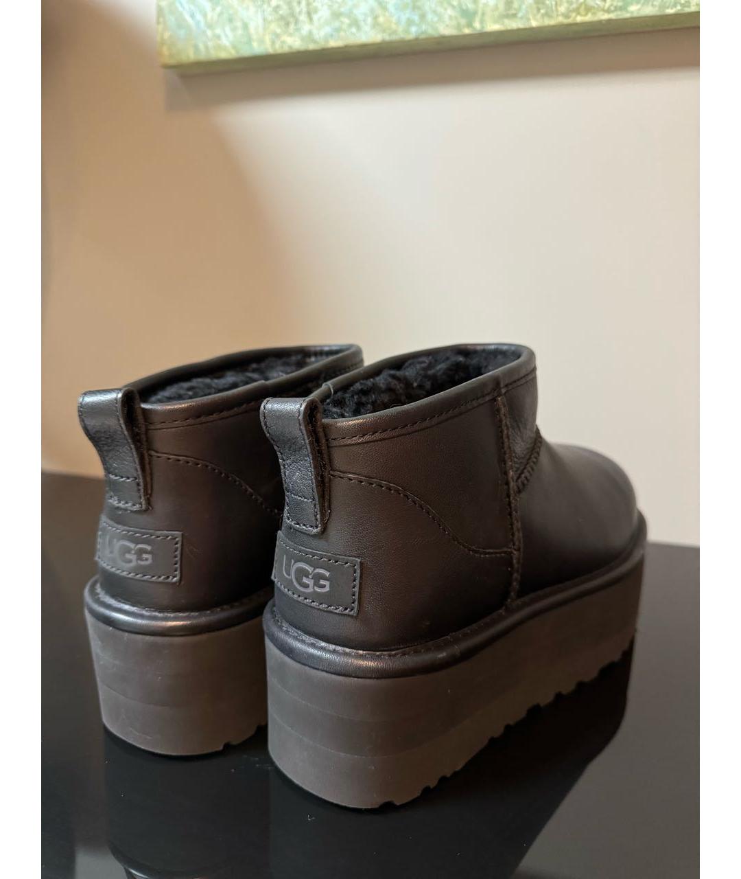 UGG AUSTRALIA Черные кожаные ботинки, фото 5