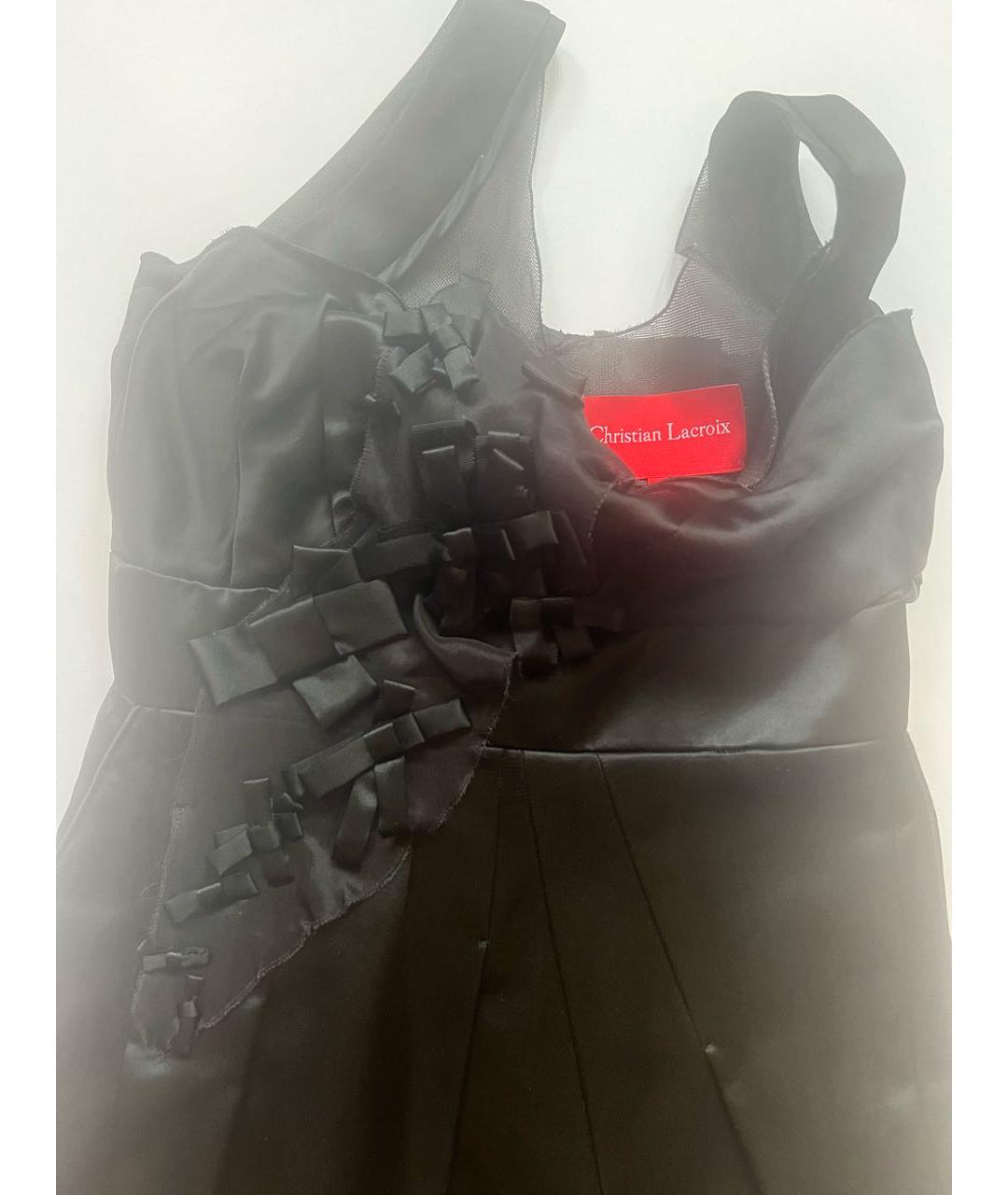 CHRISTIAN LACROIX Черное шелковое коктейльное платье, фото 3