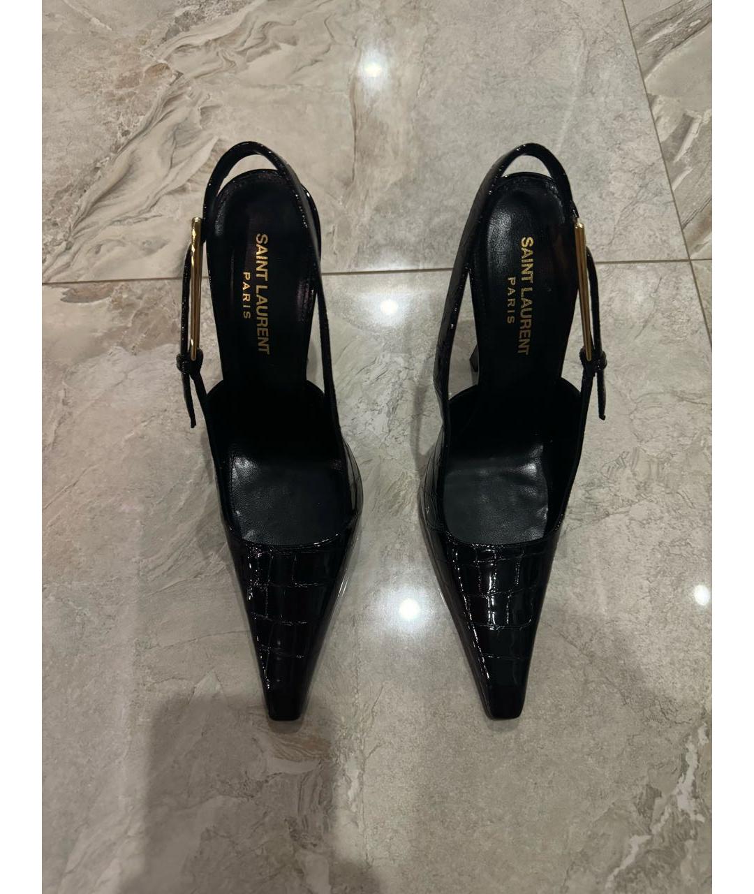 SAINT LAURENT Черные туфли из лакированной кожи, фото 2