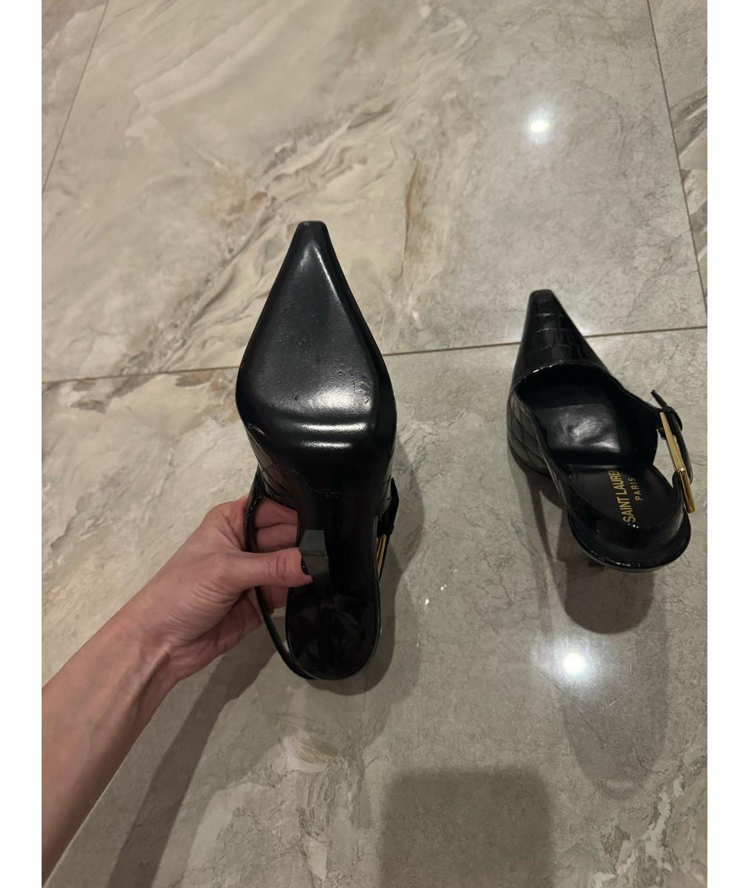 SAINT LAURENT Черные туфли из лакированной кожи, фото 8