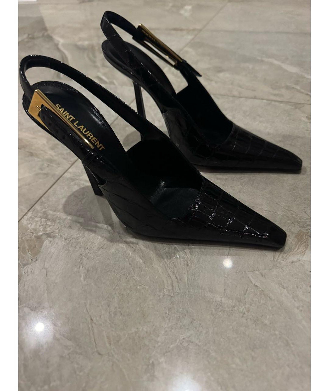 SAINT LAURENT Черные туфли из лакированной кожи, фото 9