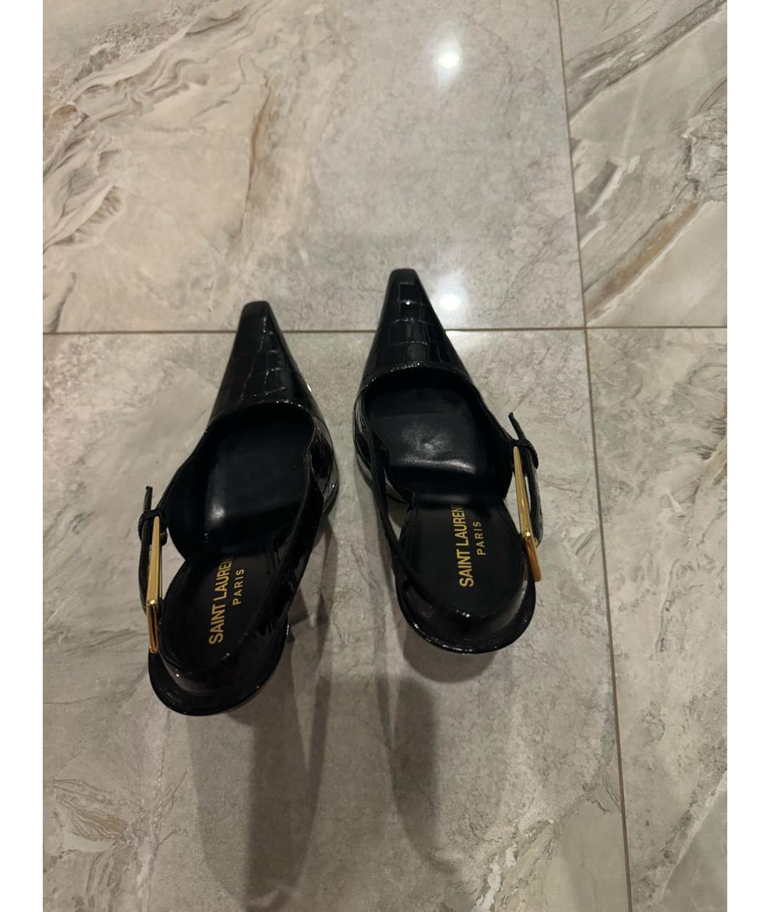 SAINT LAURENT Черные туфли из лакированной кожи, фото 4