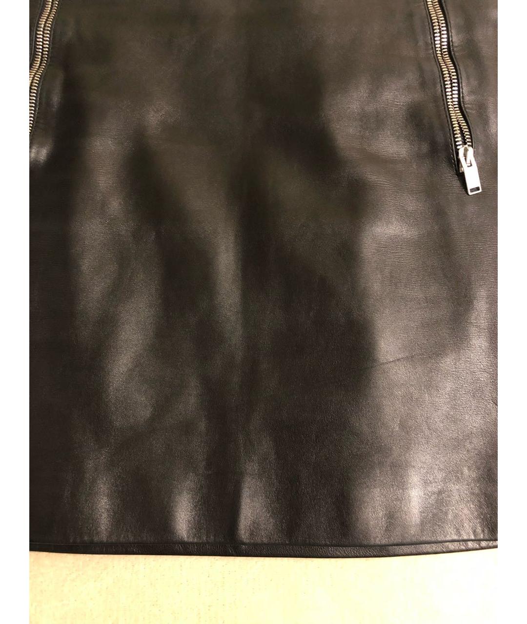 SAINT LAURENT Черная кожаная юбка мини, фото 8
