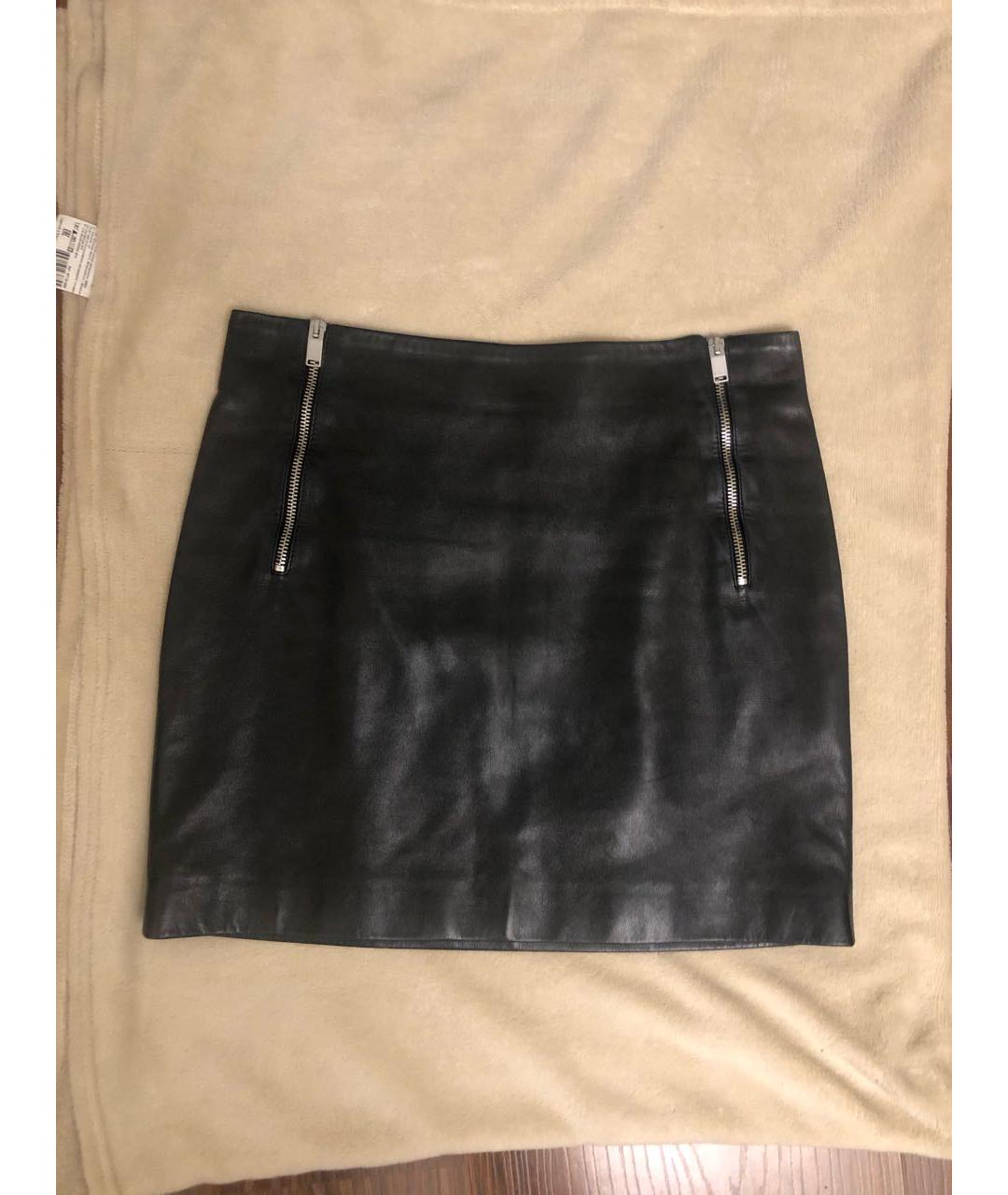SAINT LAURENT Черная кожаная юбка мини, фото 9