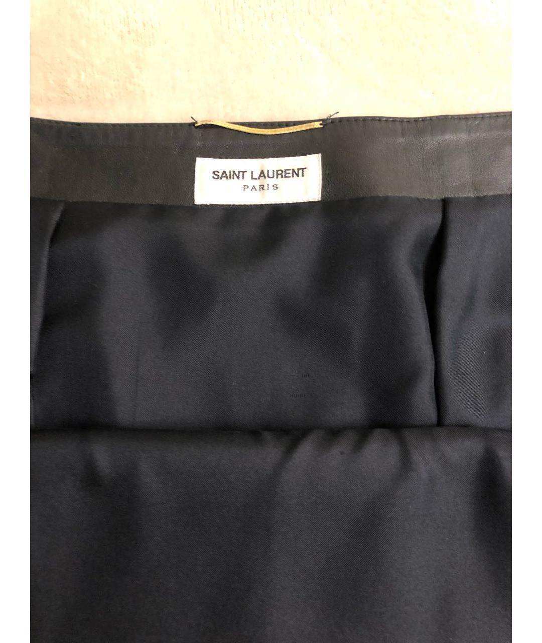 SAINT LAURENT Черная кожаная юбка мини, фото 5