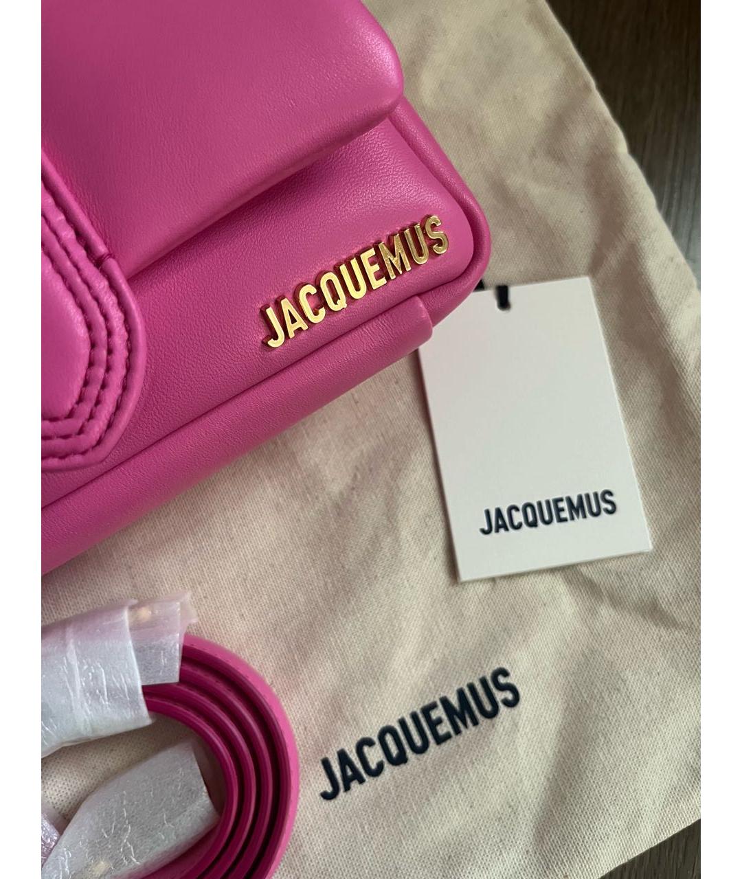 JACQUEMUS Фуксия кожаная сумка через плечо, фото 3