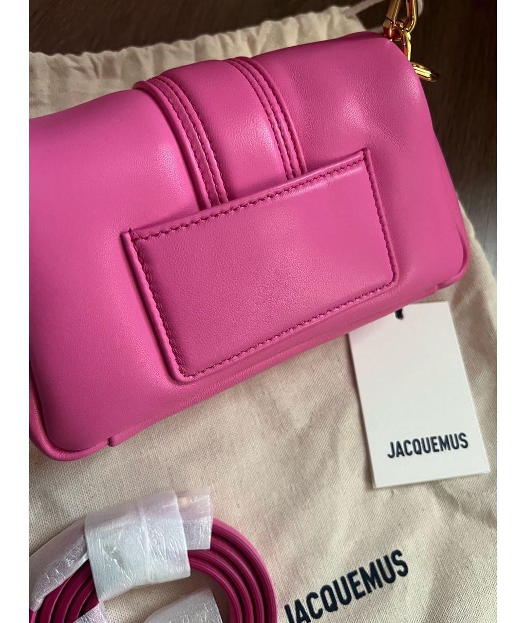 JACQUEMUS Фуксия кожаная сумка через плечо, фото 4