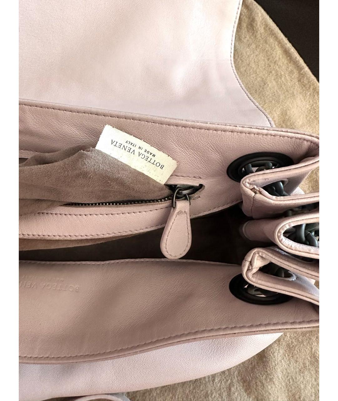 BOTTEGA VENETA Розовая кожаная сумка через плечо, фото 5
