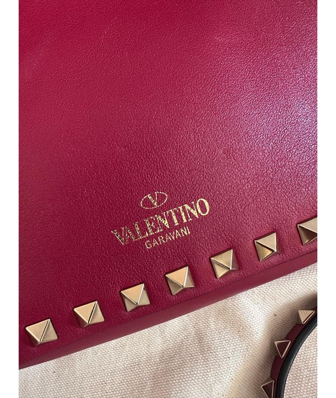 VALENTINO Бордовая кожаная сумка через плечо, фото 5