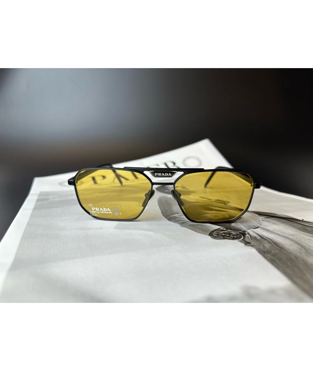 PRADA Желтые металлические солнцезащитные очки, фото 2