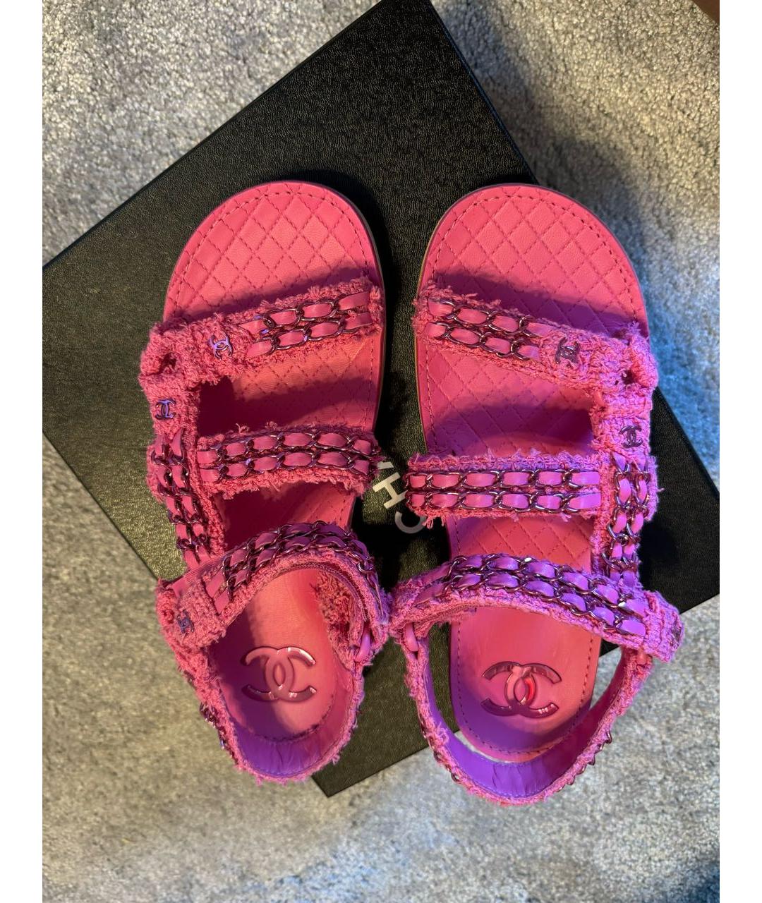 CHANEL PRE-OWNED Розовые кожаные сандалии, фото 3