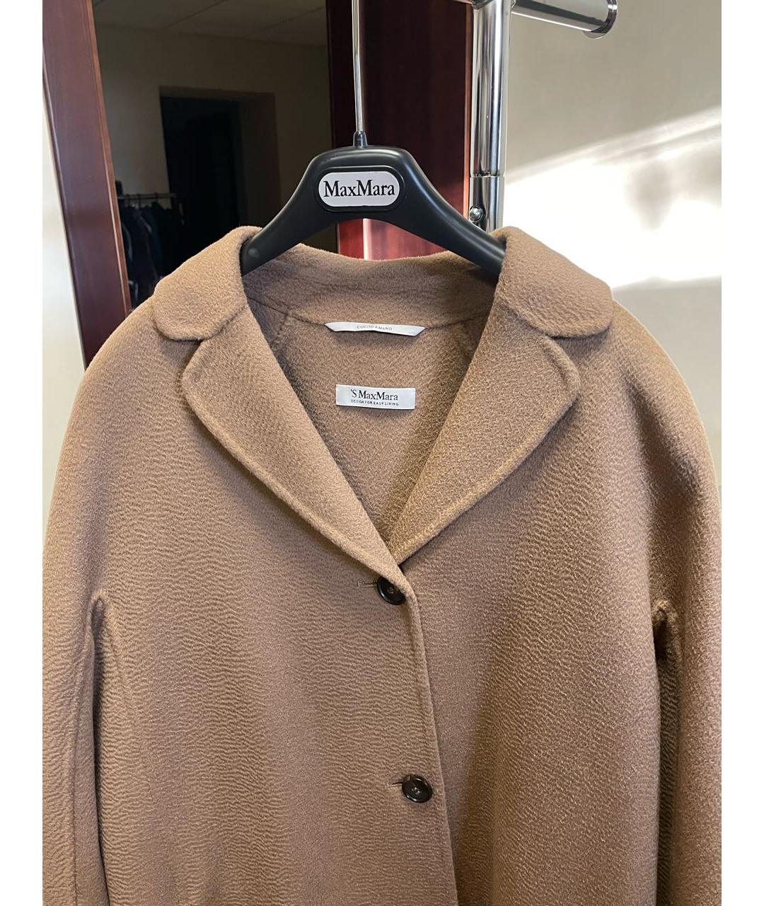 'S MAX MARA Бежевое шерстяное пальто, фото 4