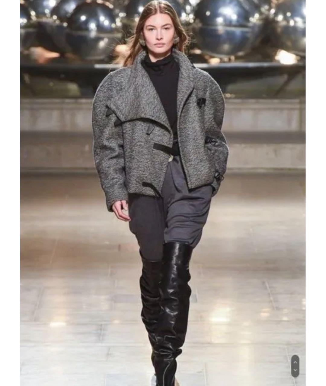 ISABEL MARANT Серое шерстяное пальто, фото 2