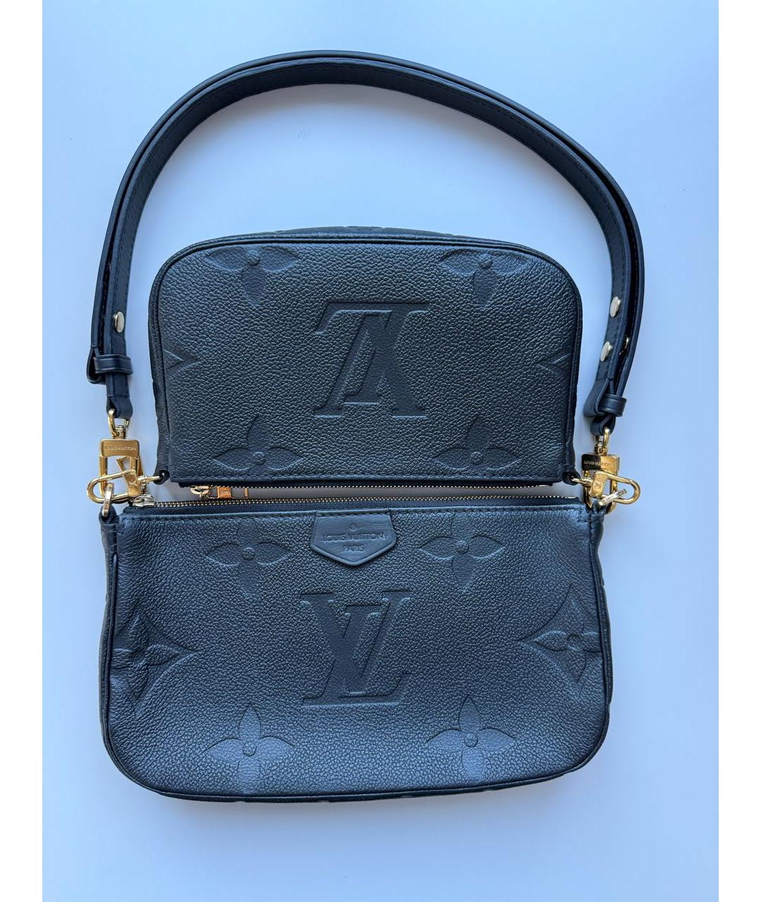 LOUIS VUITTON PRE-OWNED Черная кожаная сумка с короткими ручками, фото 3