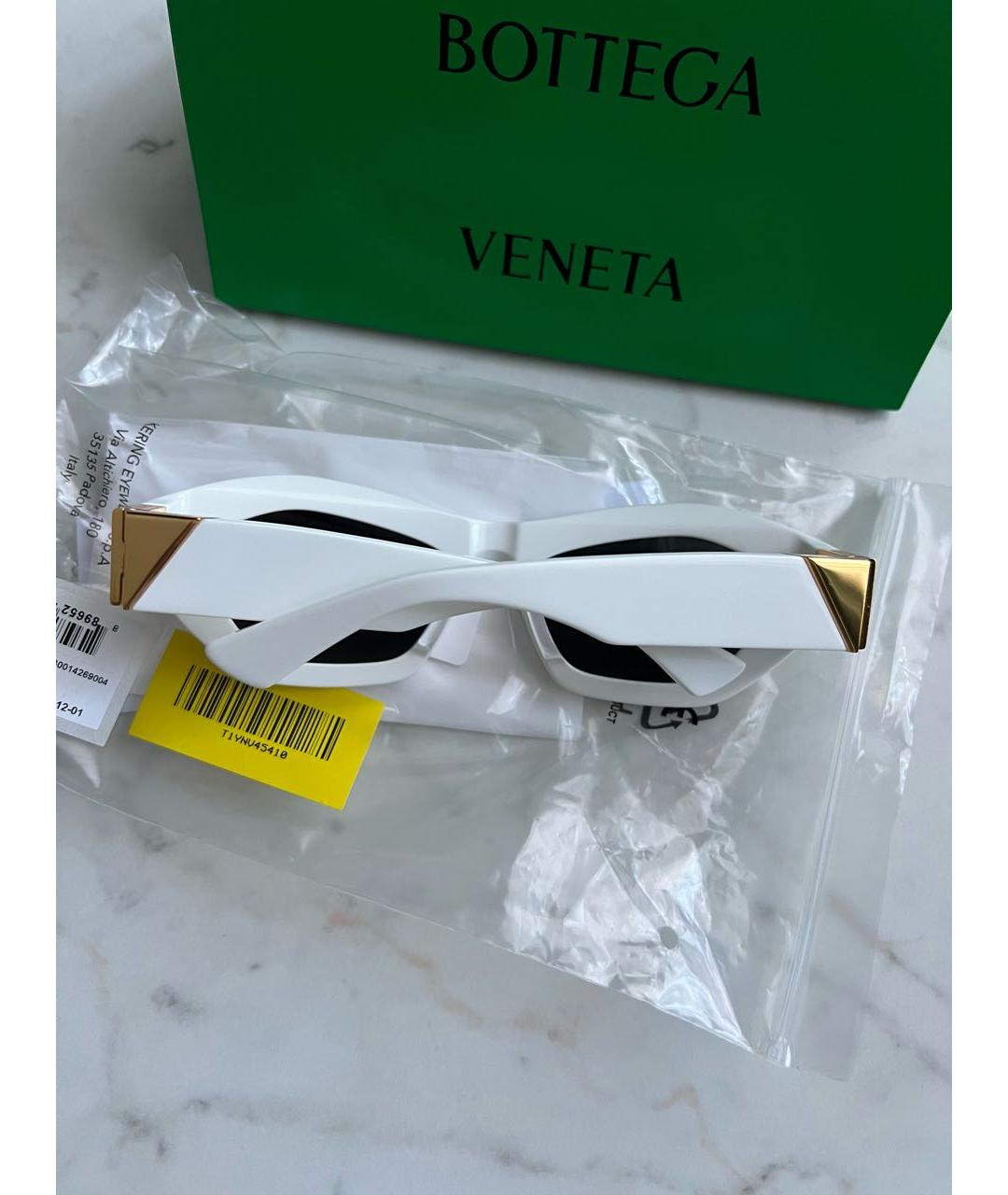 BOTTEGA VENETA Белые пластиковые солнцезащитные очки, фото 5
