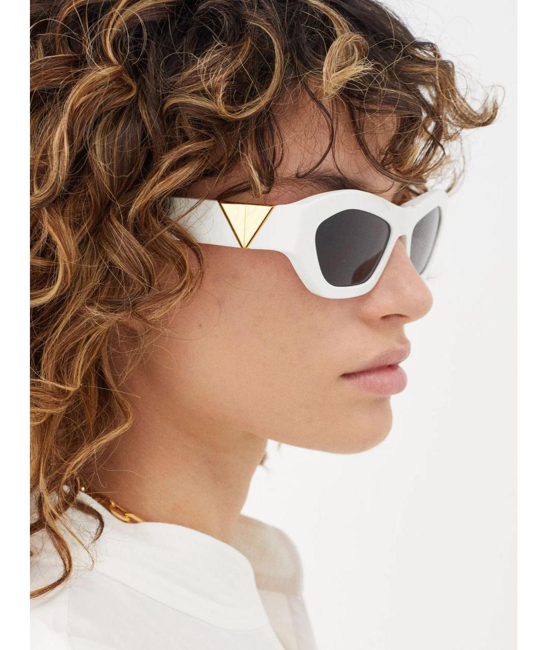BOTTEGA VENETA Белые пластиковые солнцезащитные очки, фото 7
