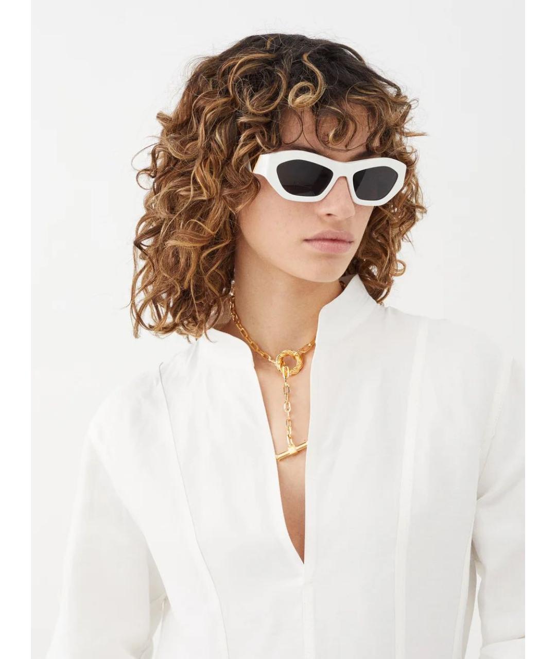 BOTTEGA VENETA Белые пластиковые солнцезащитные очки, фото 8