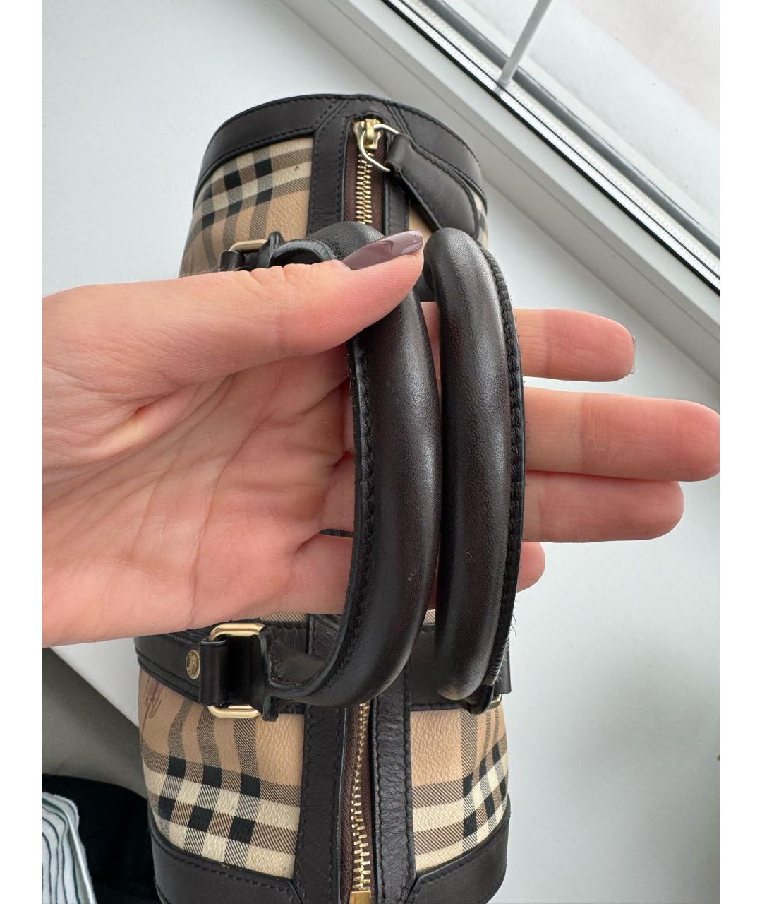 BURBERRY Бежевая кожаная сумка с короткими ручками, фото 5