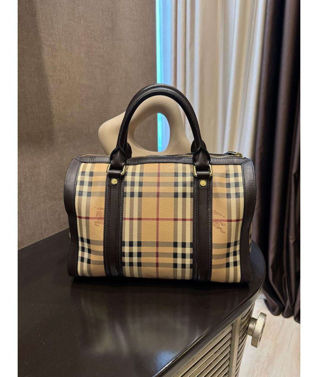 BURBERRY Бежевая кожаная сумка с короткими ручками, фото 6