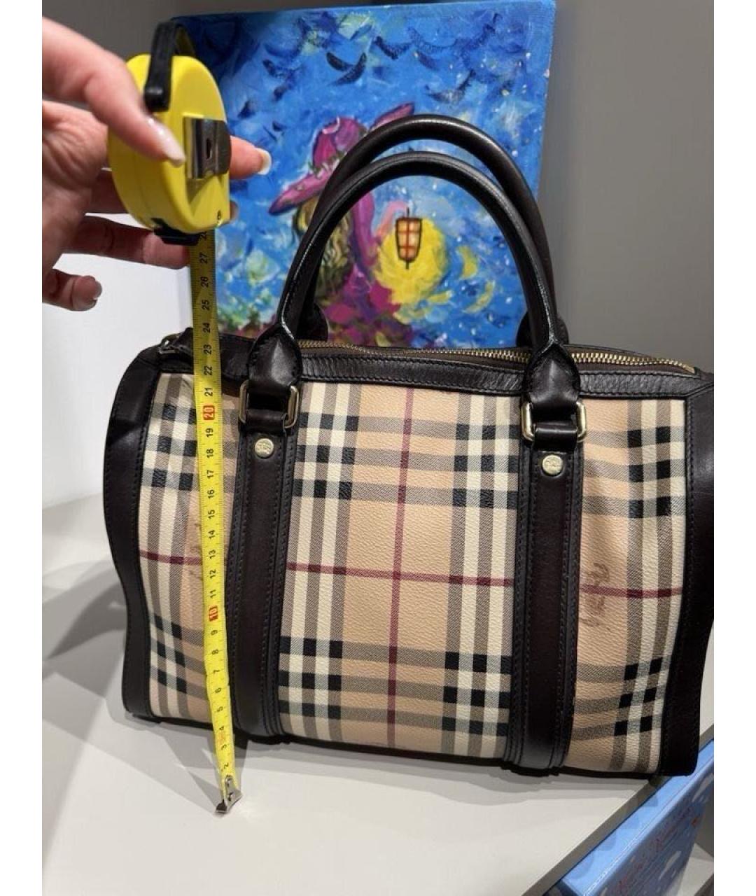 BURBERRY Бежевая кожаная сумка с короткими ручками, фото 3