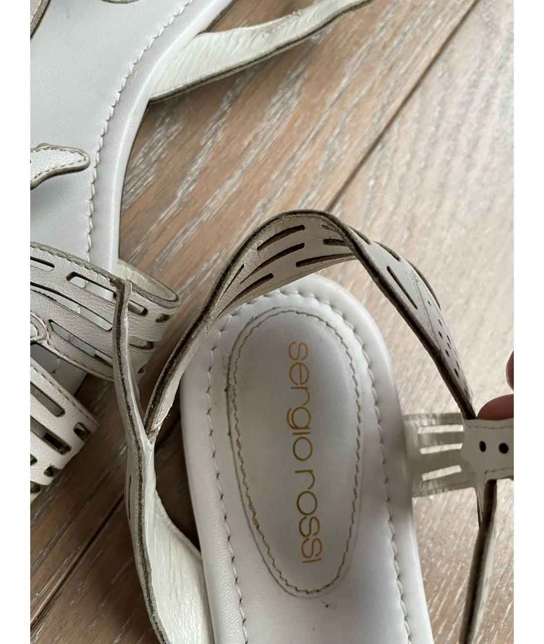 SERGIO ROSSI Белые кожаные сандалии, фото 4