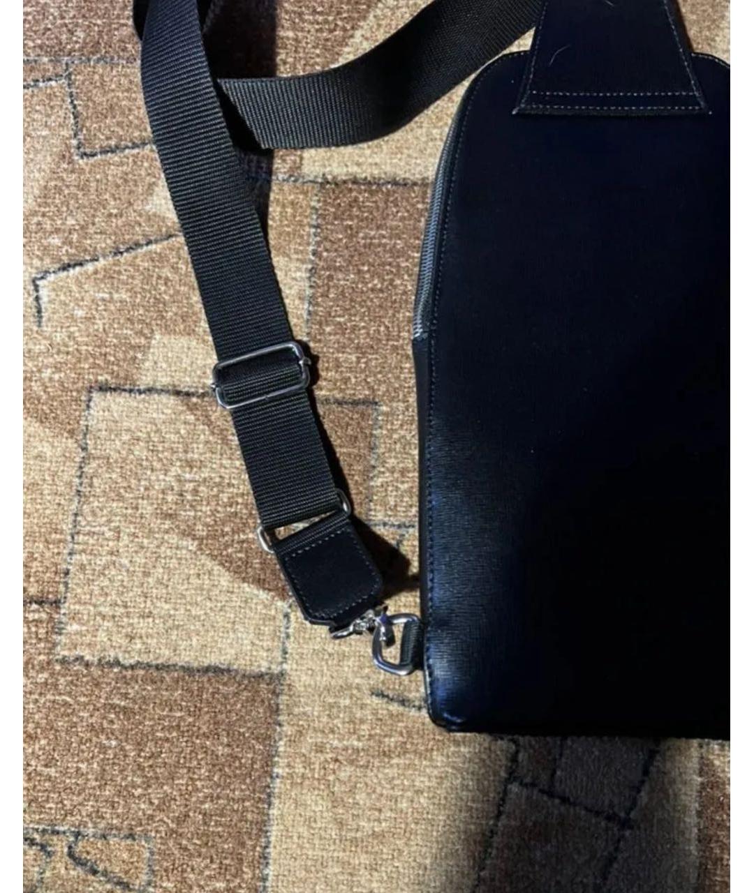 FABI Черная кожаная сумка на плечо, фото 6