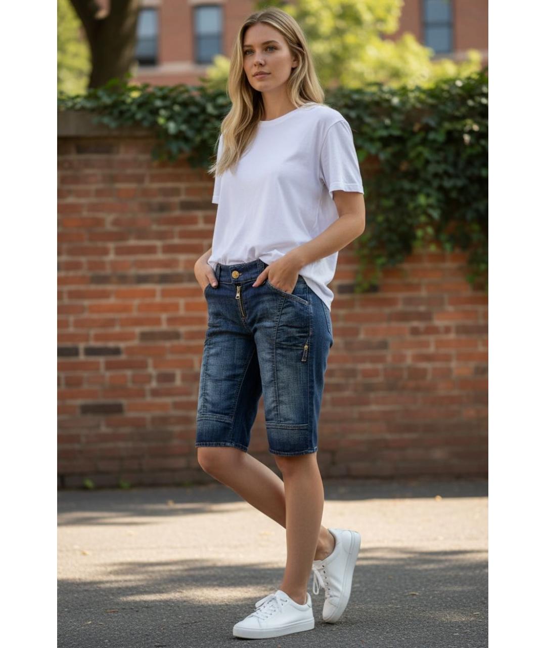 ESCADA Синие хлопко-эластановые капри, фото 4