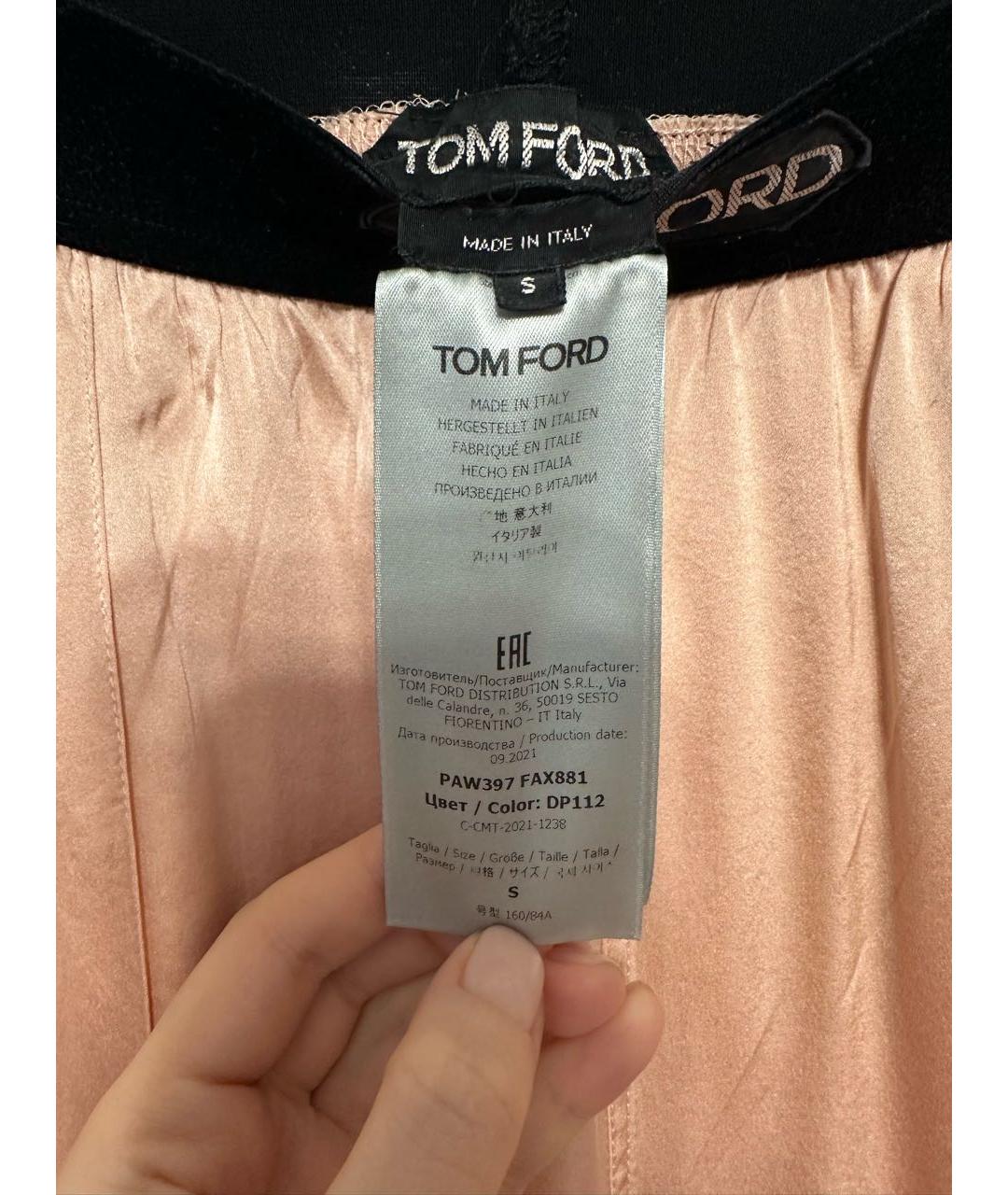 TOM FORD Розовые шелковые прямые брюки, фото 3