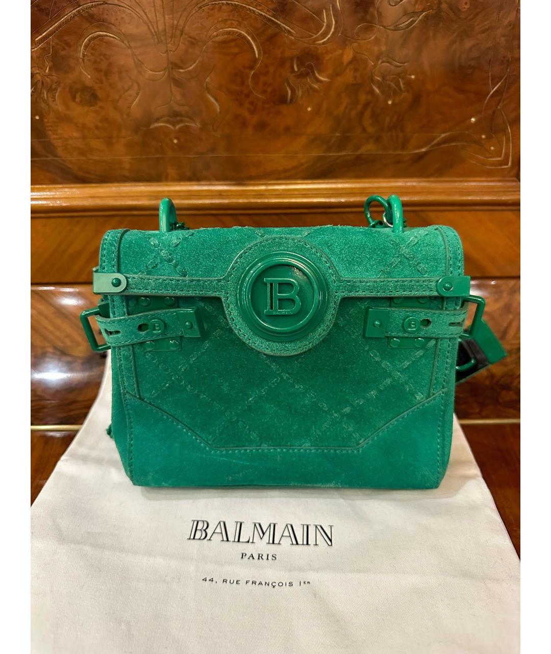 BALMAIN Зеленый замшевый рюкзак, фото 9