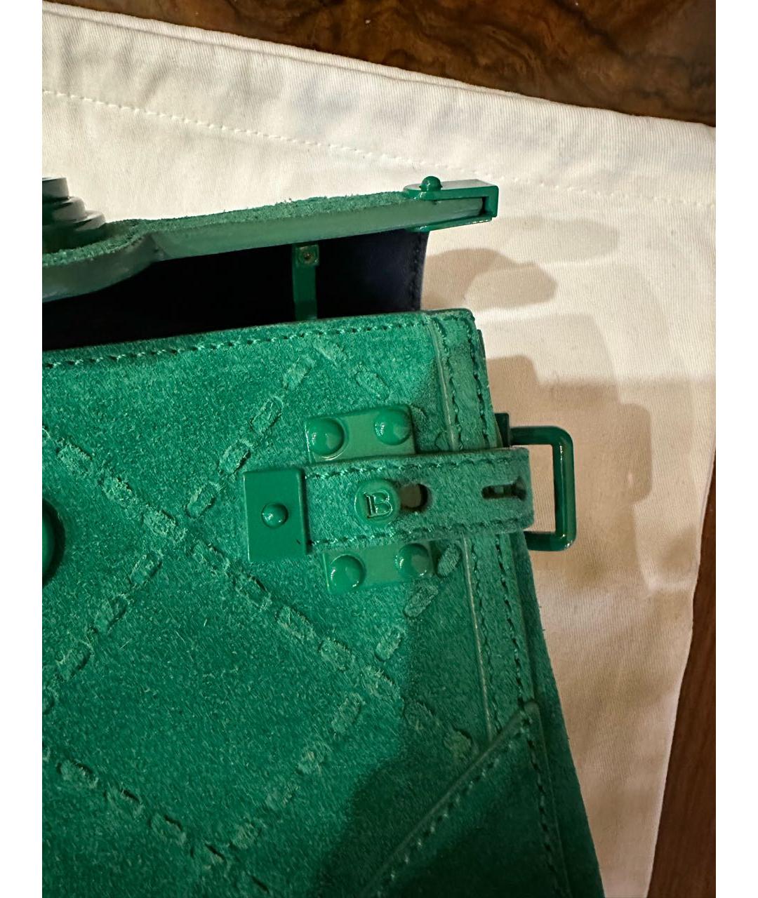 BALMAIN Зеленый замшевый рюкзак, фото 7
