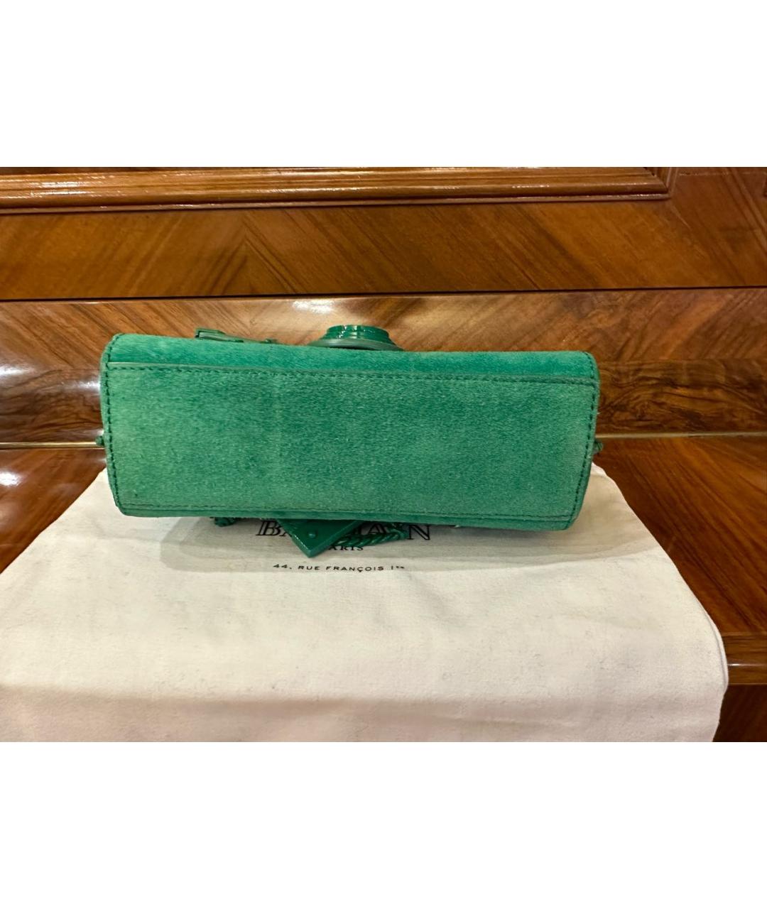 BALMAIN Зеленый замшевый рюкзак, фото 4