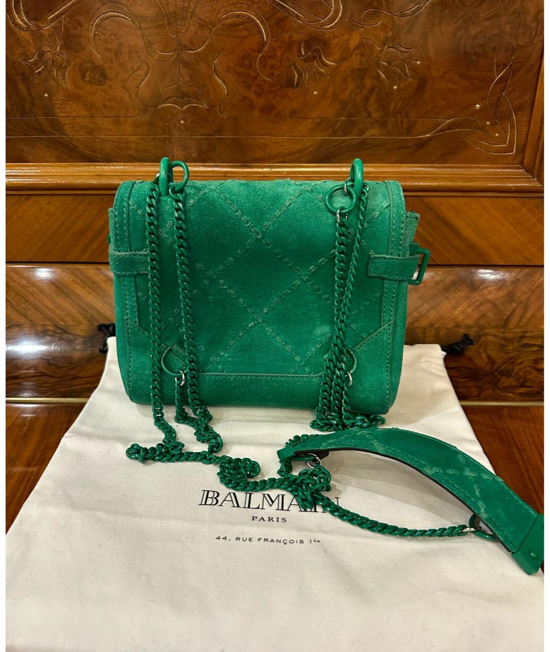 BALMAIN Зеленый замшевый рюкзак, фото 2