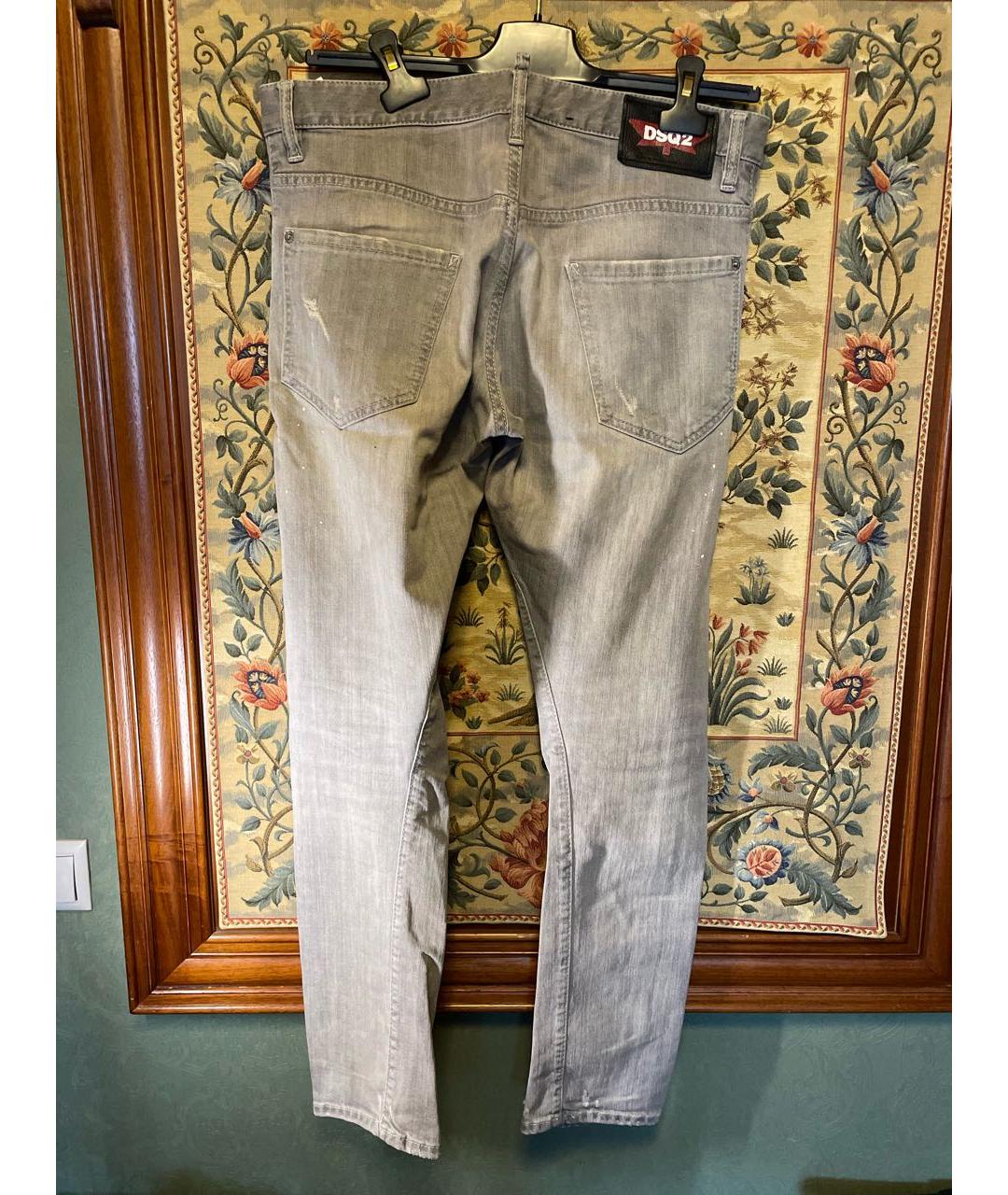 DSQUARED2 Серые хлопко-полиэстеровые прямые джинсы, фото 2