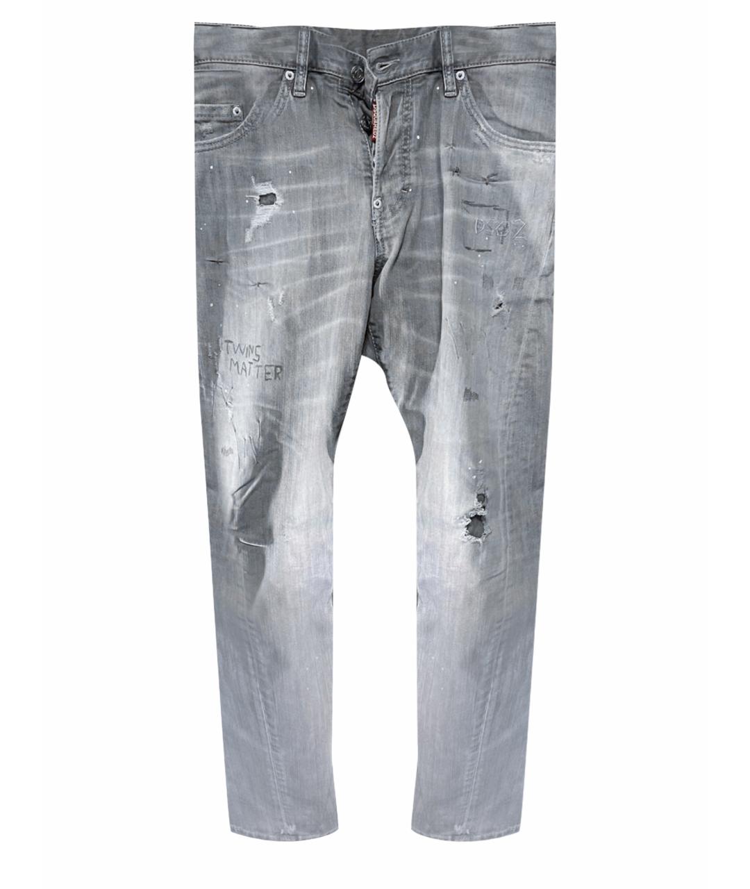 DSQUARED2 Серые хлопко-полиэстеровые прямые джинсы, фото 1