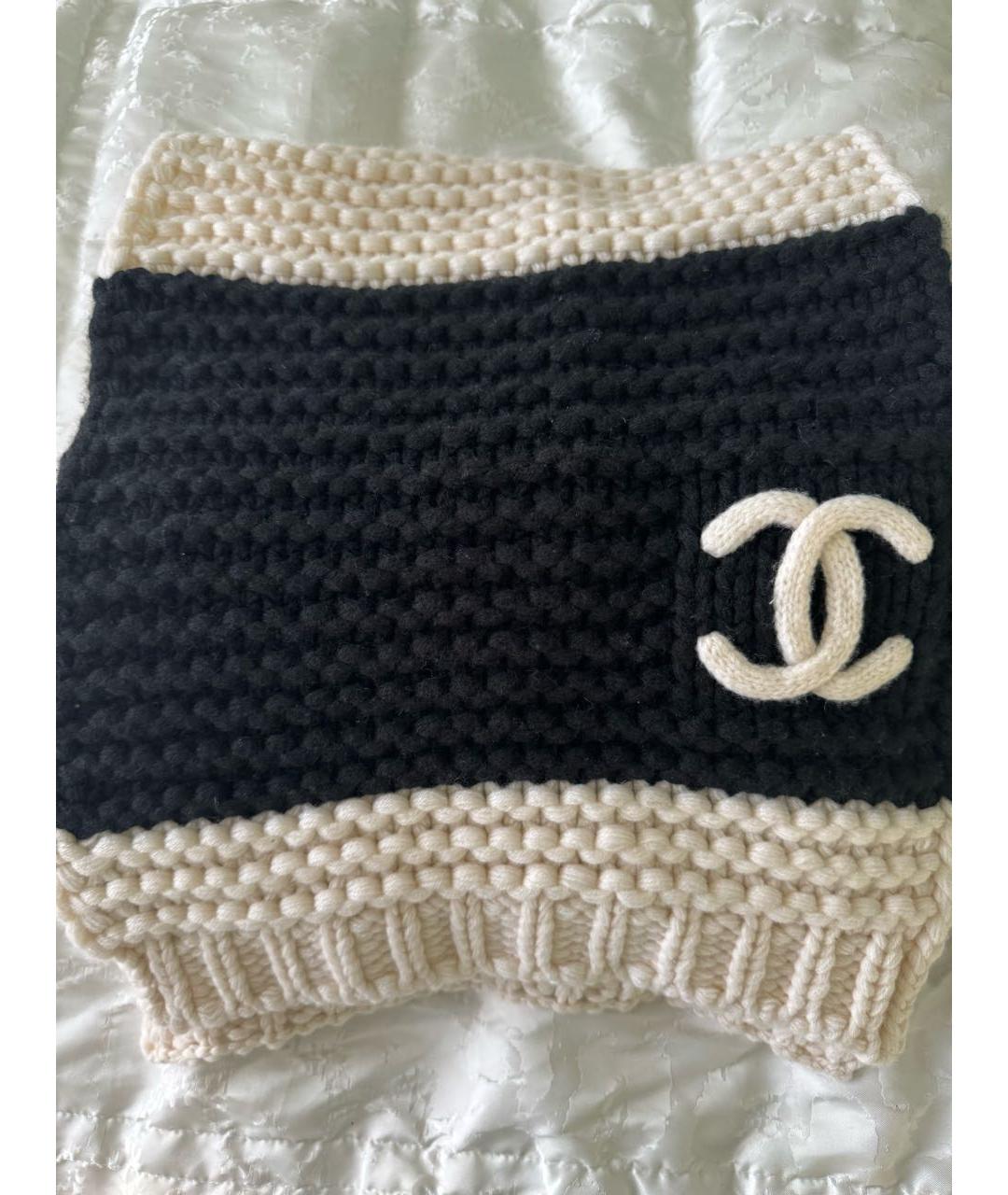 CHANEL PRE-OWNED Белый шерстяной шарф, фото 3