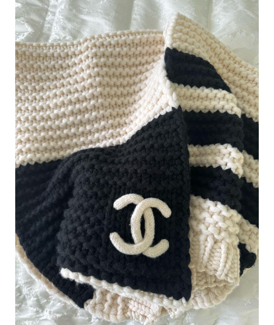 CHANEL PRE-OWNED Белый шерстяной шарф, фото 2