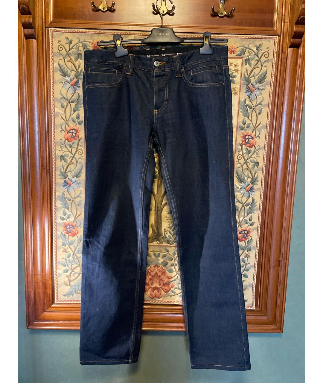 DOLCE&GABBANA Темно-синие хлопковые прямые джинсы, фото 6
