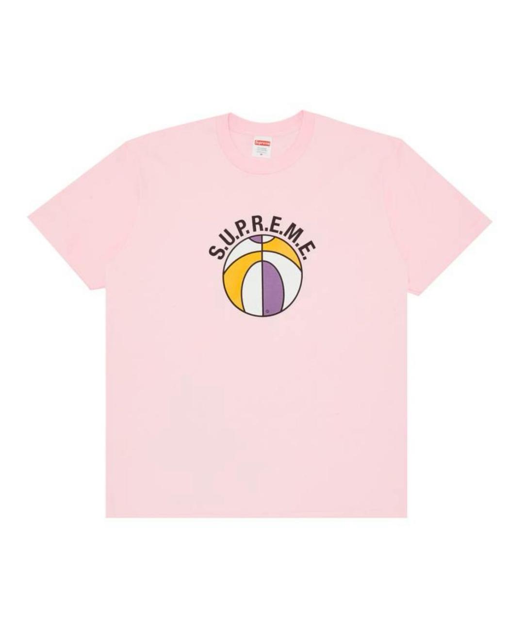 SUPREME Розовая хлопковая футболка, фото 2