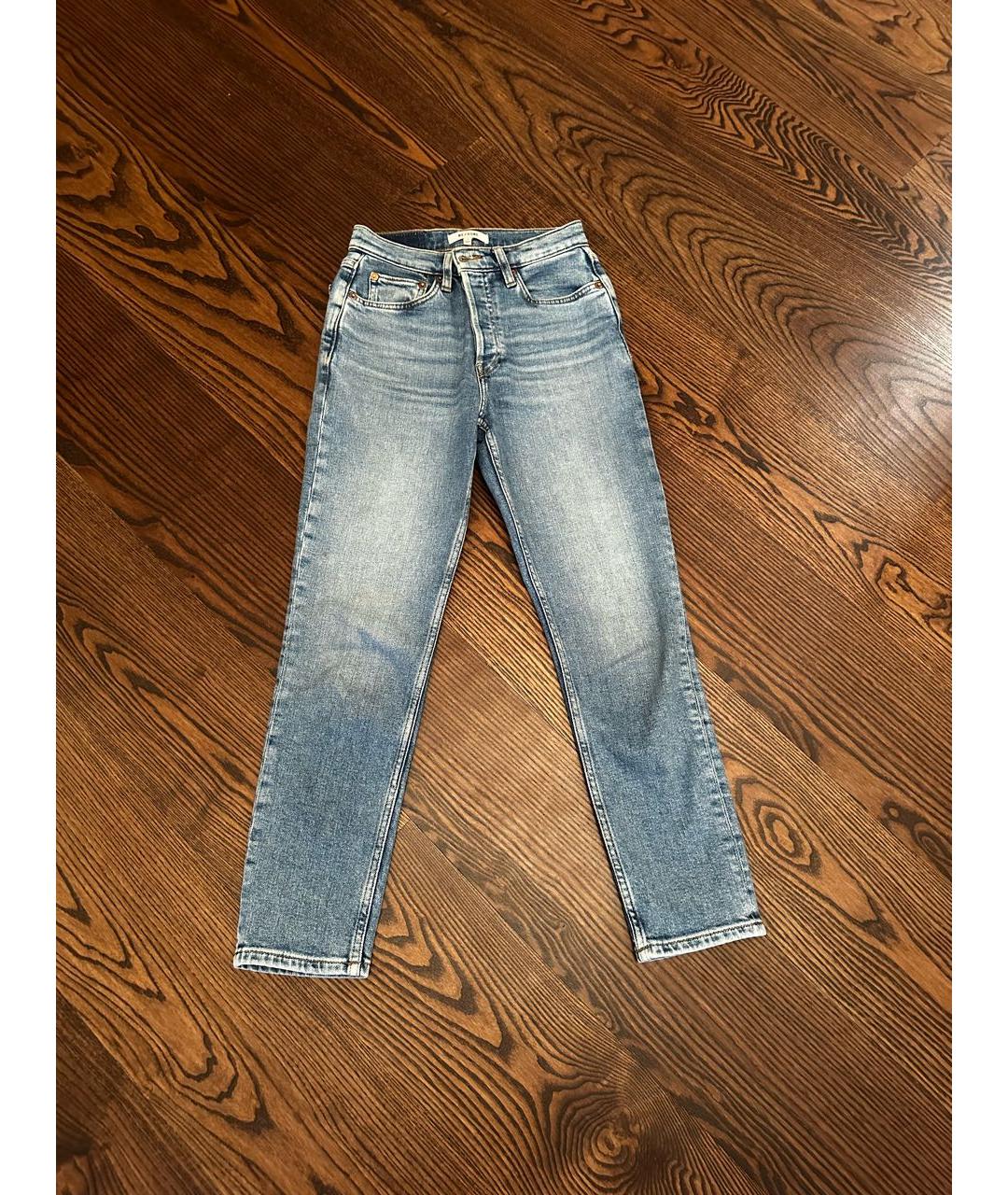 RE/DONE Голубые хлопко-эластановые джинсы слим, фото 6