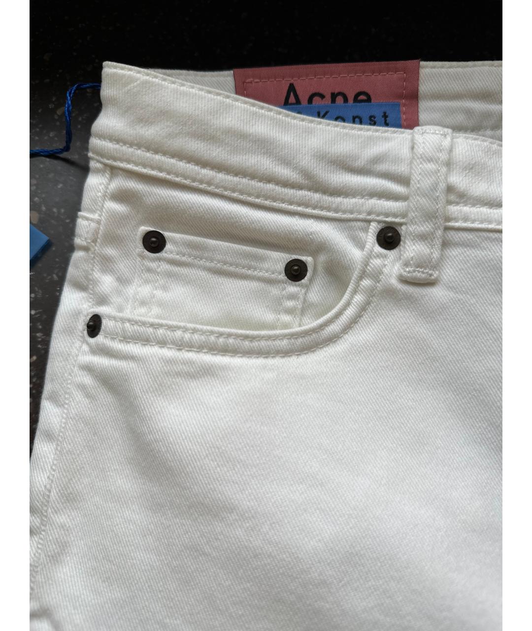 ACNE STUDIOS Белые хлопковые джинсы слим, фото 4